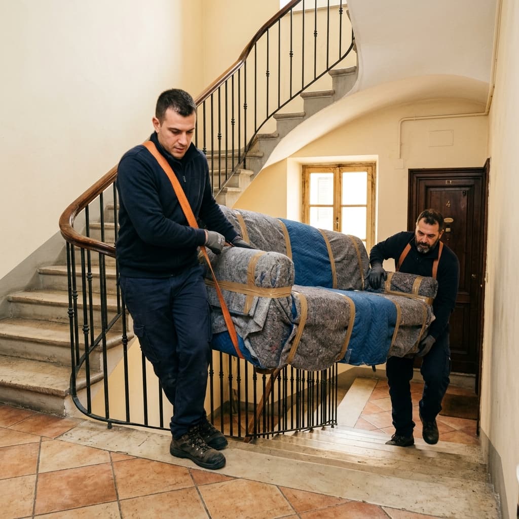 Furgone traslochi in azione a Casorate Primo