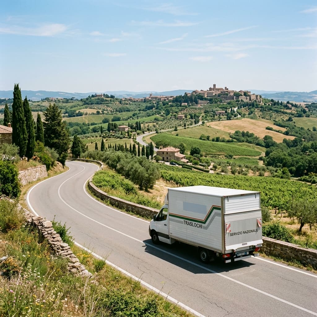 Autocarro imbottito pronto per un trasloco a Langhirano