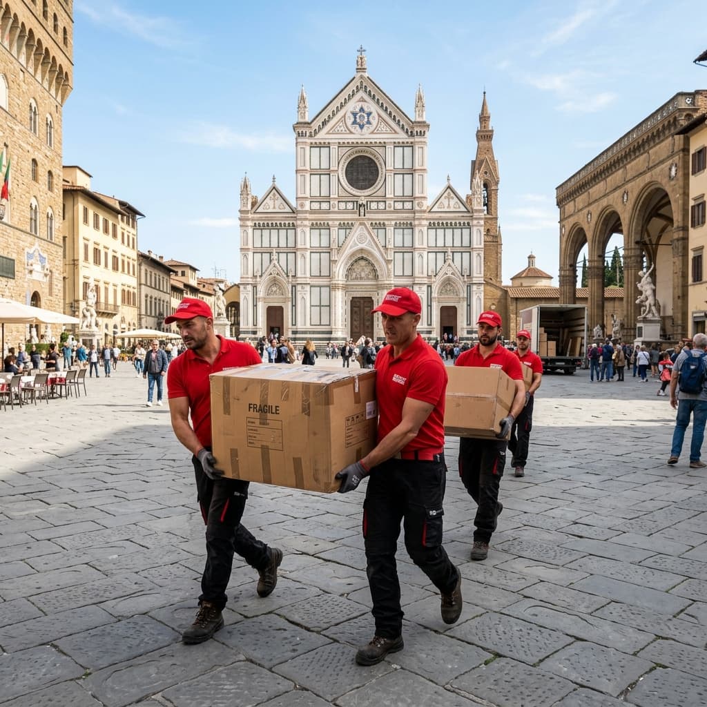 Operazioni di facchinaggio in corso durante un trasloco a Vigevano