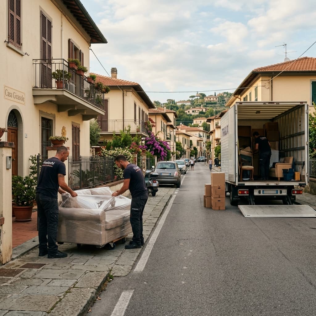 Protezione di arredi con pluriball durante un trasloco a Voghera